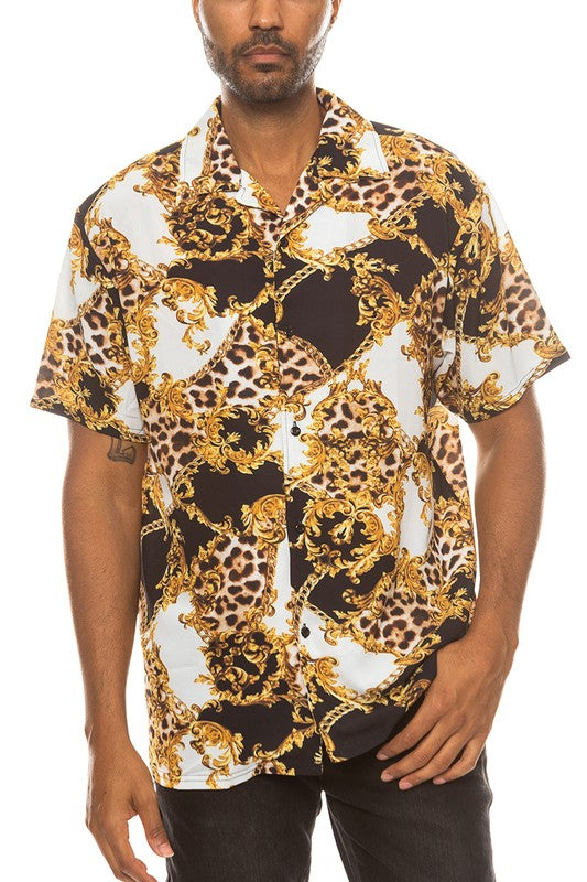 Leopard Cheetah Button Down Shirt WEIV