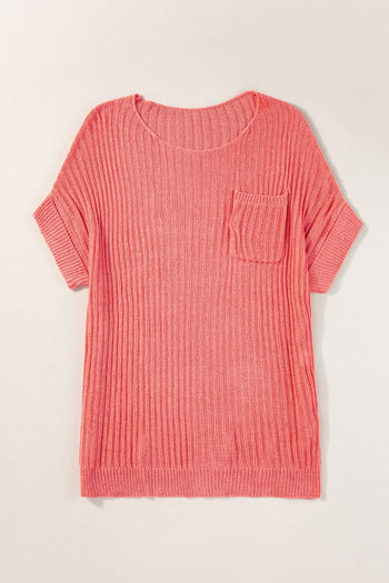 Round Neck Half Sleeve Knit Top Trendsi