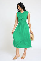 Sleeveless Cross-Over Bodice Midi Dress EG fashion