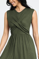 Sleeveless Cross-Over Bodice Midi Dress EG fashion