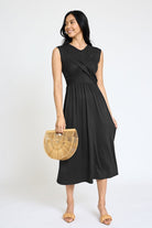 Sleeveless Cross-Over Bodice Midi Dress EG fashion