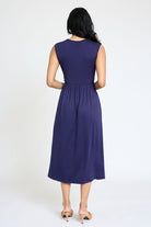 Sleeveless Cross-Over Bodice Midi Dress EG fashion