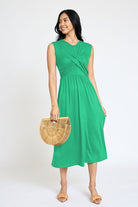 Sleeveless Cross-Over Bodice Midi Dress EG fashion