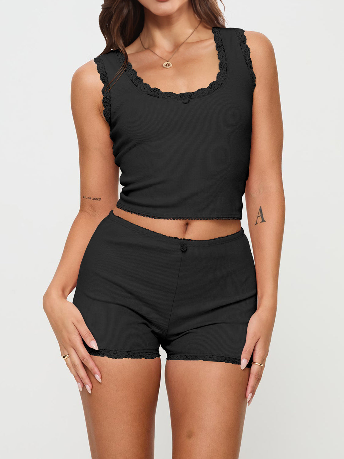 Scoop Neck Wide Strap Top and Shorts Set Trendsi