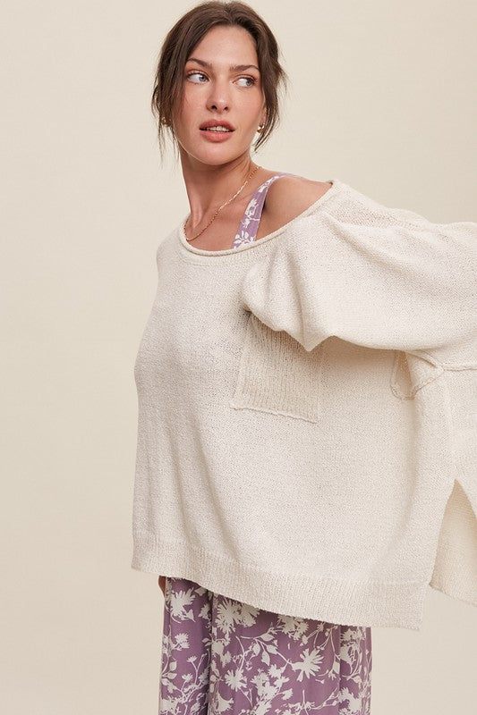 Light Weight Wide Neck Crop Pullover Knit Sweater Listicle