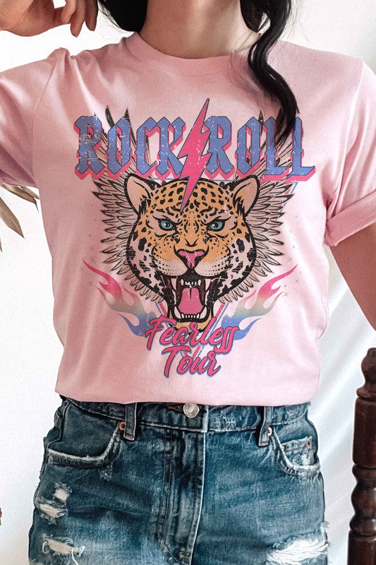 ROCK & ROLL LIGHTNING LEOPARD GRAPHIC T-SHIRT BLUME AND CO.