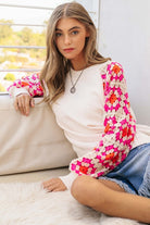 Crochet Detailed Long Sleeve Knit Sweater Top Davi & Dani