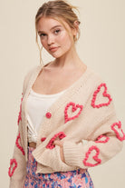 Lots of Love Knit Copped Heart Cardigan Listicle