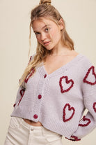 Lots of Love Knit Copped Heart Cardigan Listicle