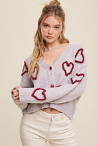 Lots of Love Knit Copped Heart Cardigan Listicle