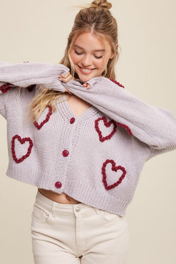 Lots of Love Knit Copped Heart Cardigan Listicle