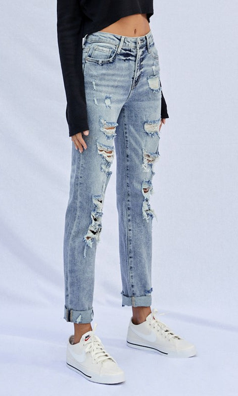 STRETCHED HIGH RISE GIRLFRIEND JEANS Insane Gene