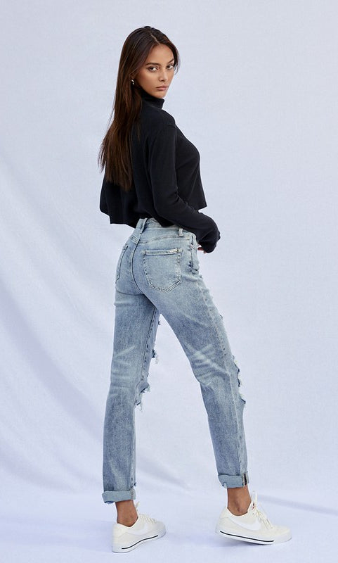 STRETCHED HIGH RISE GIRLFRIEND JEANS Insane Gene