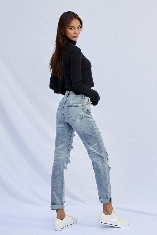 STRETCHED HIGH RISE GIRLFRIEND JEANS Insane Gene