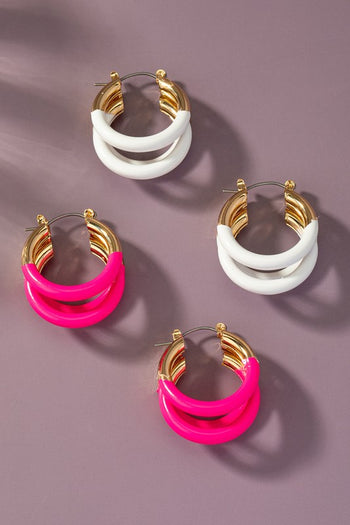 Triple layer tube hoop earrings with enamelcoating LA3accessories