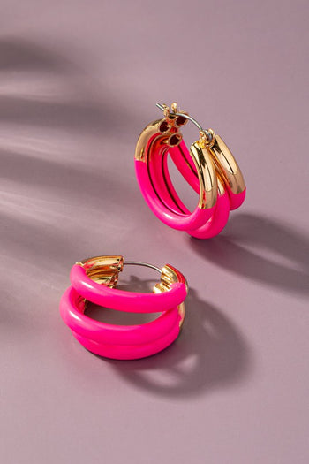 Triple layer tube hoop earrings with enamelcoating LA3accessories