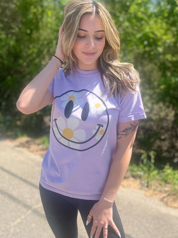 Orchid Smiley Daisy Tee Ask Apparel