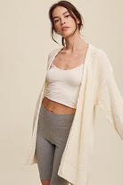 Cable Knit Open Front Long Cardigan Listicle