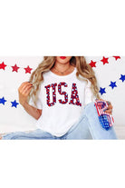 USA Leopard Graphic Tee Southern Chic Wholesale