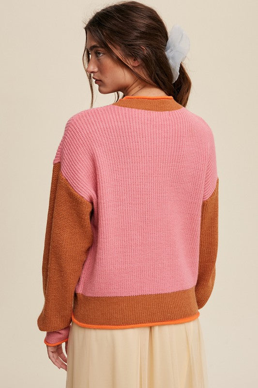 Color Block Ribbed Knit Sweater Listicle