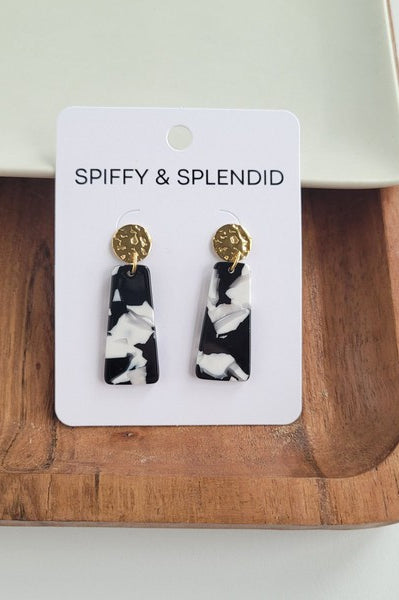 Mia Mini Earrings - Black & White Spiffy & Splendid