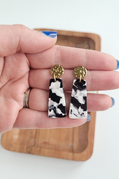 Mia Mini Earrings - Black & White Spiffy & Splendid