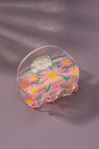 Clear lucite hair claw clip with flower prints LA3accessories