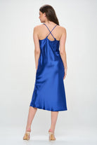 Satin Bias Slip Dress with Slit Renee C.