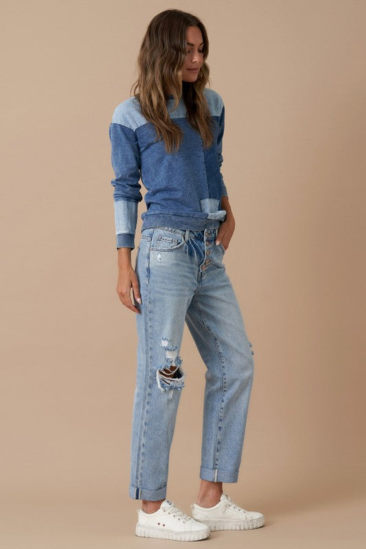 Rolled Up Boyfriend Jeans Denim Lab USA