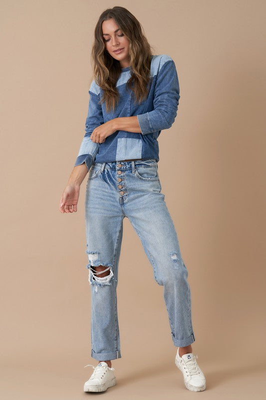 Rolled Up Boyfriend Jeans Denim Lab USA