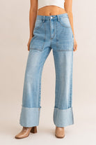 High-Waisted Wide Leg Cuffed Jeans LE LIS