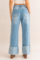 High-Waisted Wide Leg Cuffed Jeans LE LIS