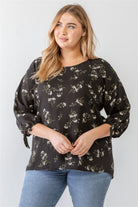 Zenobia Plus Size Floral Round Neck Blouse Zenobia