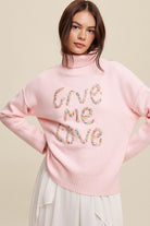 Give Me Love Stitched Mock Neck Sweater Listicle