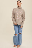 Give Me Love Stitched Mock Neck Sweater Listicle