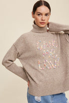 Give Me Love Stitched Mock Neck Sweater Listicle