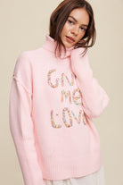 Give Me Love Stitched Mock Neck Sweater Listicle