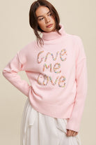 Give Me Love Stitched Mock Neck Sweater Listicle