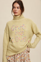 Give Me Love Stitched Mock Neck Sweater Listicle