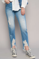 HIGH RISE CROPPED BOYFIREND JEANS WITHOUT BELT Insane Gene