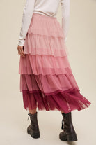 Gradient Style Tiered Mesh Maxi Skirt Listicle