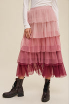 Gradient Style Tiered Mesh Maxi Skirt Listicle