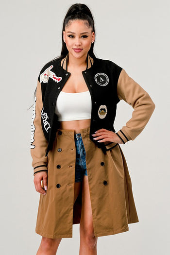 Athina Black Queen letterman Jacket Athina