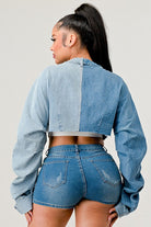 Denim Patched X-Contrast Top Athina