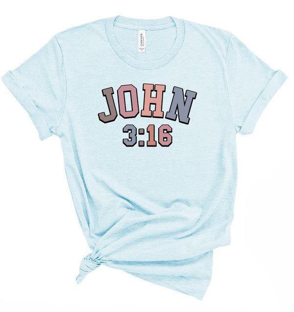 Colorful John 3 16 Graphic Tee Shirt Ocean and 7th
