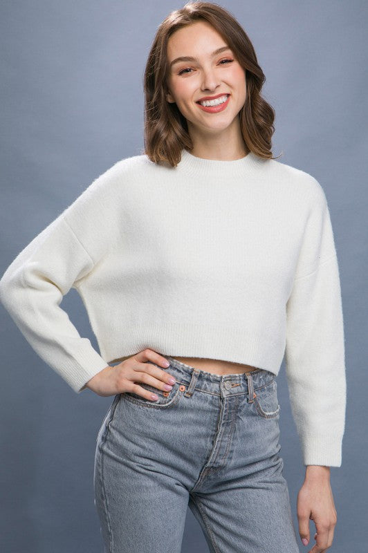 Wool Blend Cropped Sweater Top Love Tree