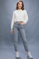 Wool Blend Cropped Sweater Top Love Tree