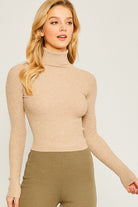 Turtleneck Ribbed Knit Sweater Top Love Tree