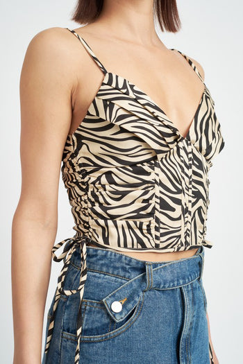 ZEBRA PRINT RUCHED CORSET TOP Emory Park