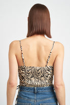 ZEBRA PRINT RUCHED CORSET TOP Emory Park